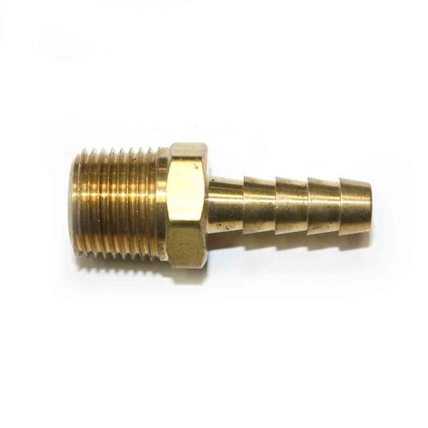 Interstate Pneumatics Brass Hose Barb Fitting, Connector, 5/16 Inch Barb X 3/8 Inch NPT Male End, PK 6 FM65-D6 - main